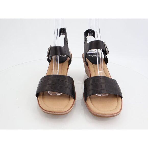 Sofft Garin Sandals Womens Size 9M Black Croc Leather Wedge Slingback - Picture 3 of 13